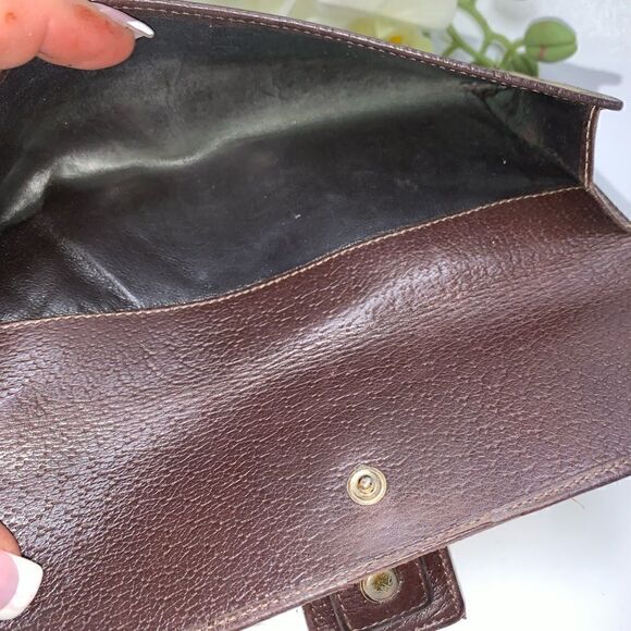 Authentic GUCCI GG Logo Leather Trim Long Wallet - Picture 8 of 10